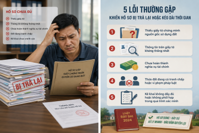05 lỗi thực tế khiến hồ sơ cấp Giấy chứng nhận quyền sử dụng đất bị trả lại hoặc kéo dài thời gian giải quyết